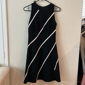Elegant Black and White Striped Dress